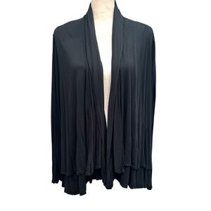 DKNY BLACK DOUBLE LAYER SWING OPEN CARDIGAN
